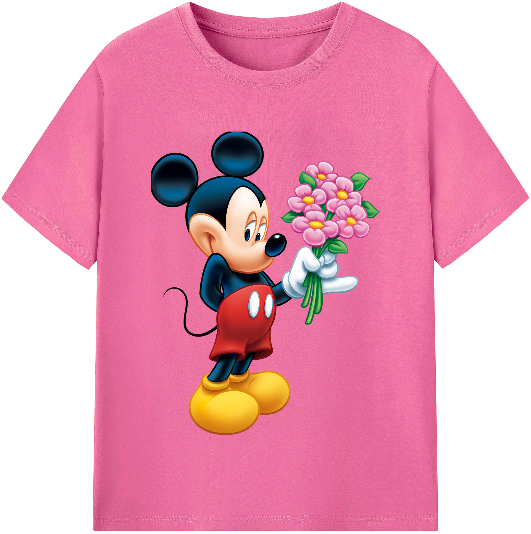 （画像用） ミッキーマウス Mickey Mouse レディースカジュアルプリントTシャツ（綿100％）